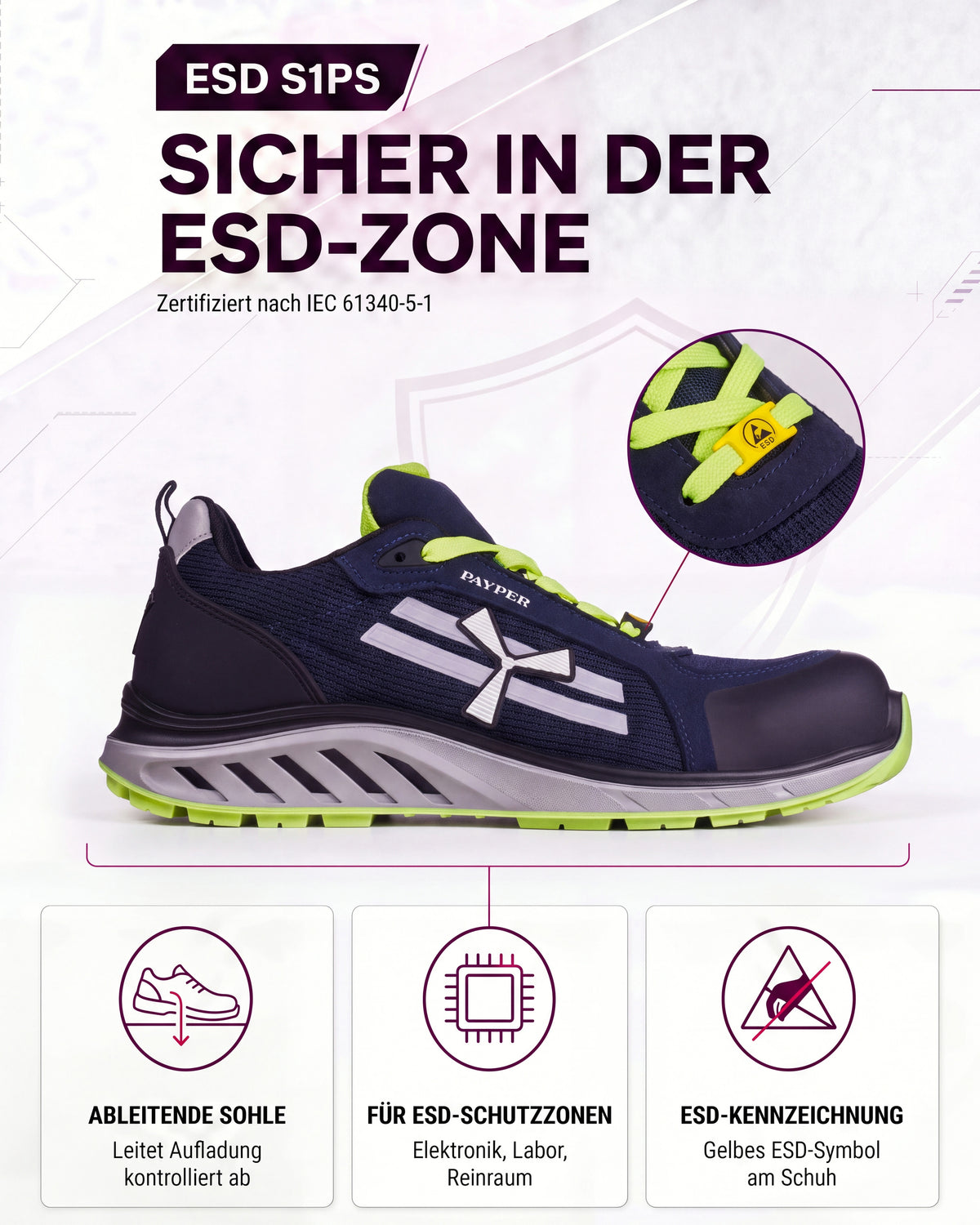 ESD Sicherheitsschuh S1PS Mesh atmungsaktiv X-Mercury