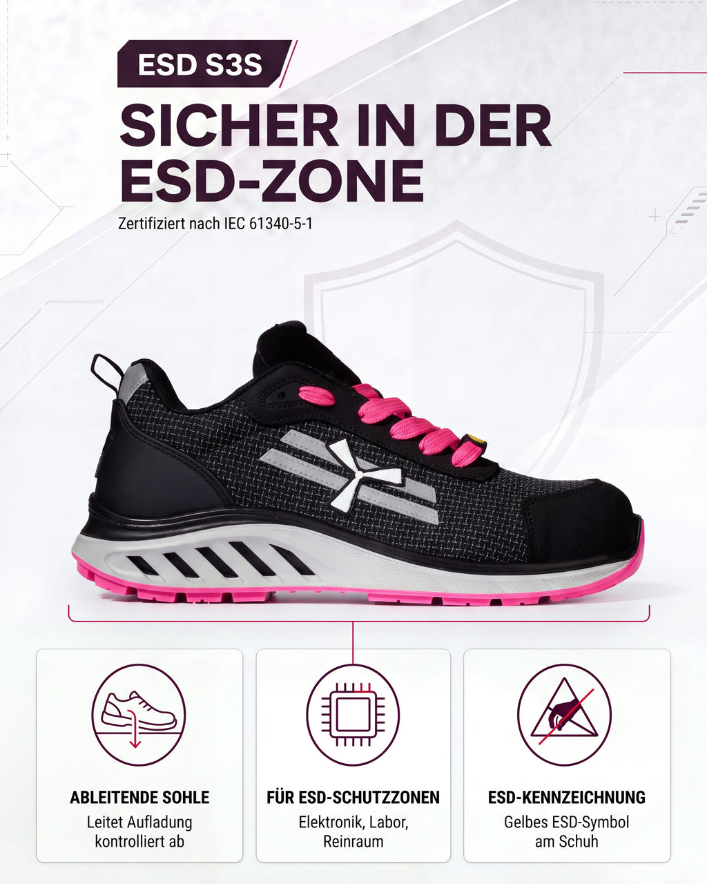 ESD Sicherheitsschuh Arbeitsschuh S3S sportlich leicht X-Mars