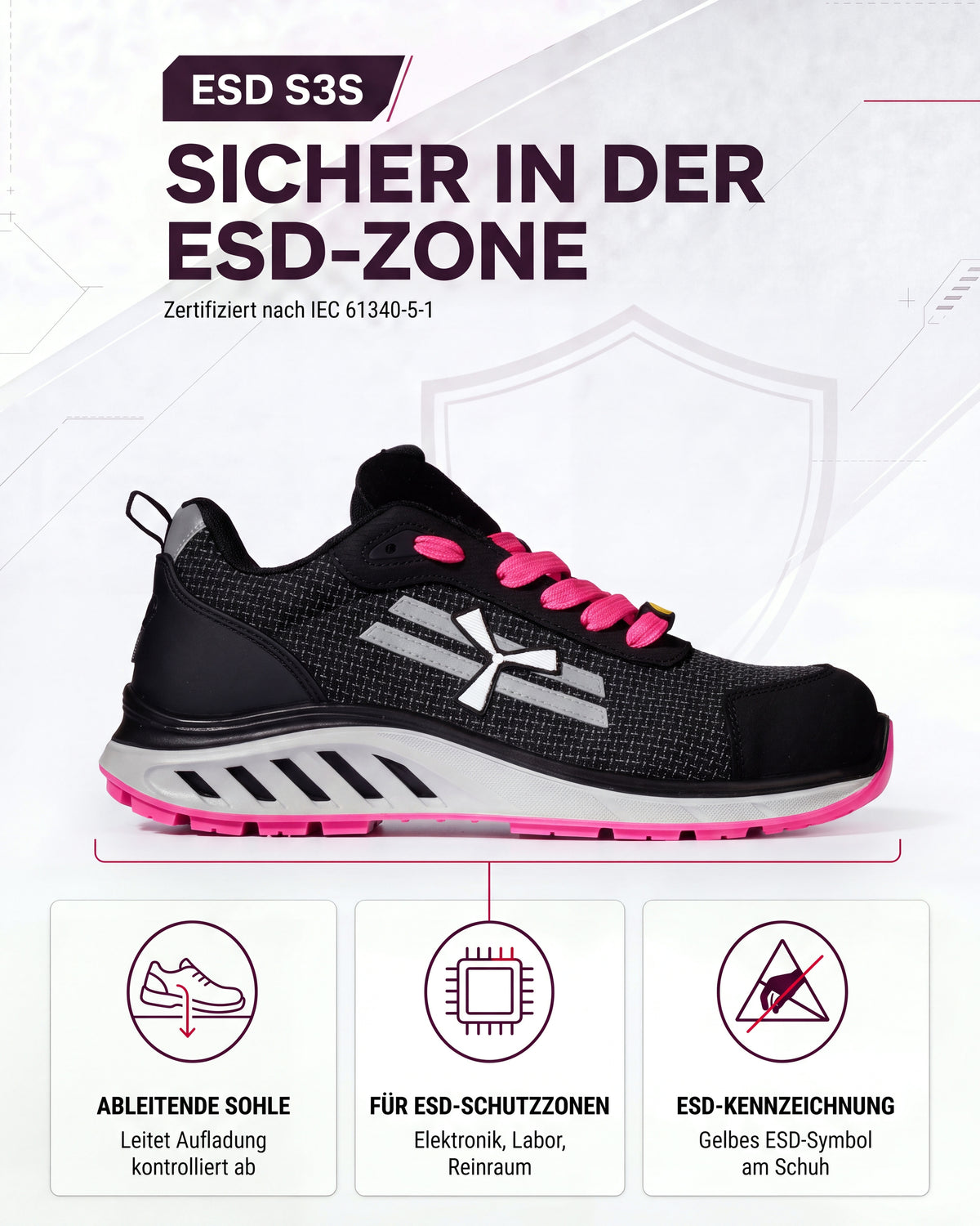 ESD Sicherheitsschuh Arbeitsschuh S3S sportlich leicht X-Mars