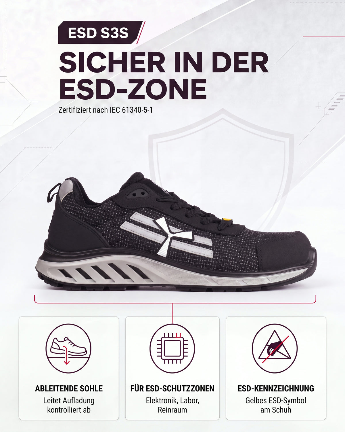 ESD Sicherheitsschuh Arbeitsschuh S3S sportlich leicht X-Mars