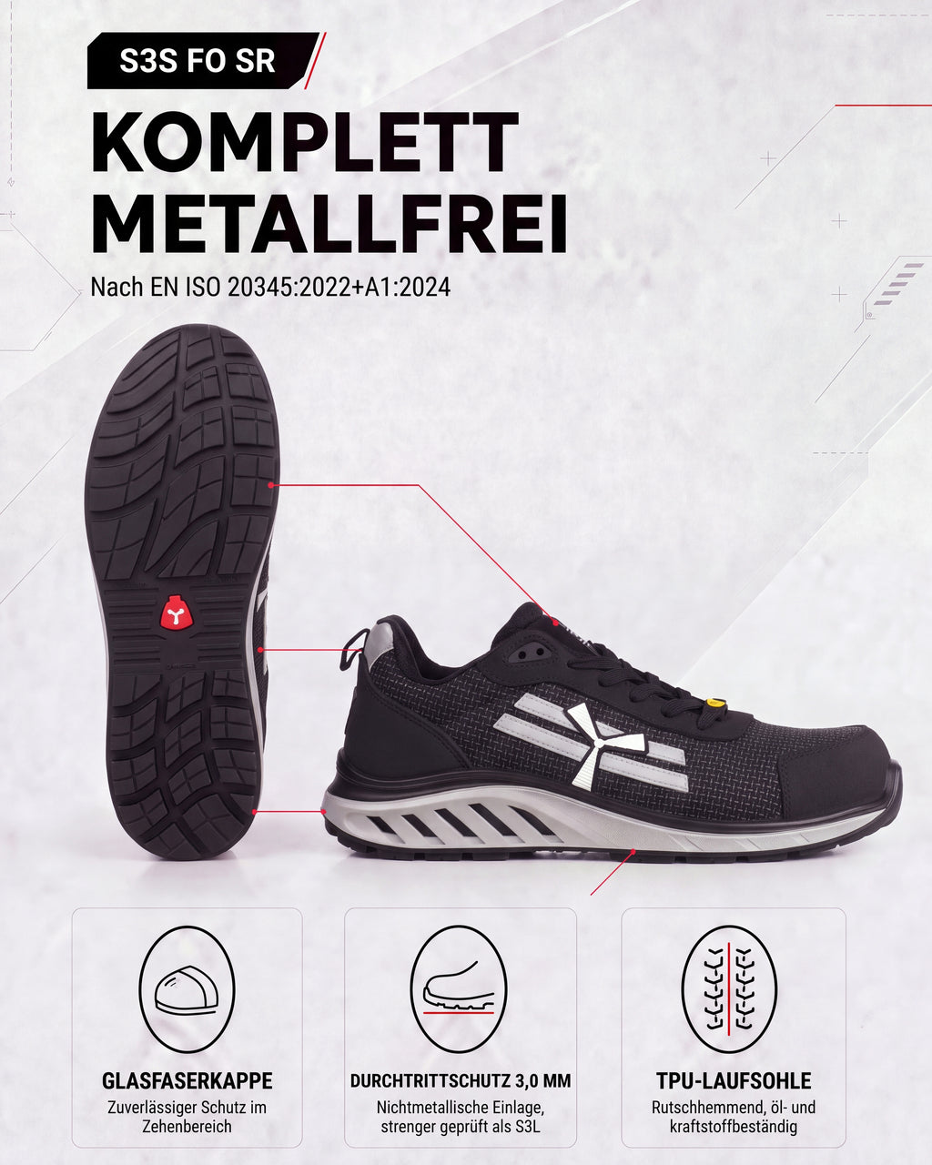 ESD Sicherheitsschuh Arbeitsschuh S3S sportlich leicht X-Mars