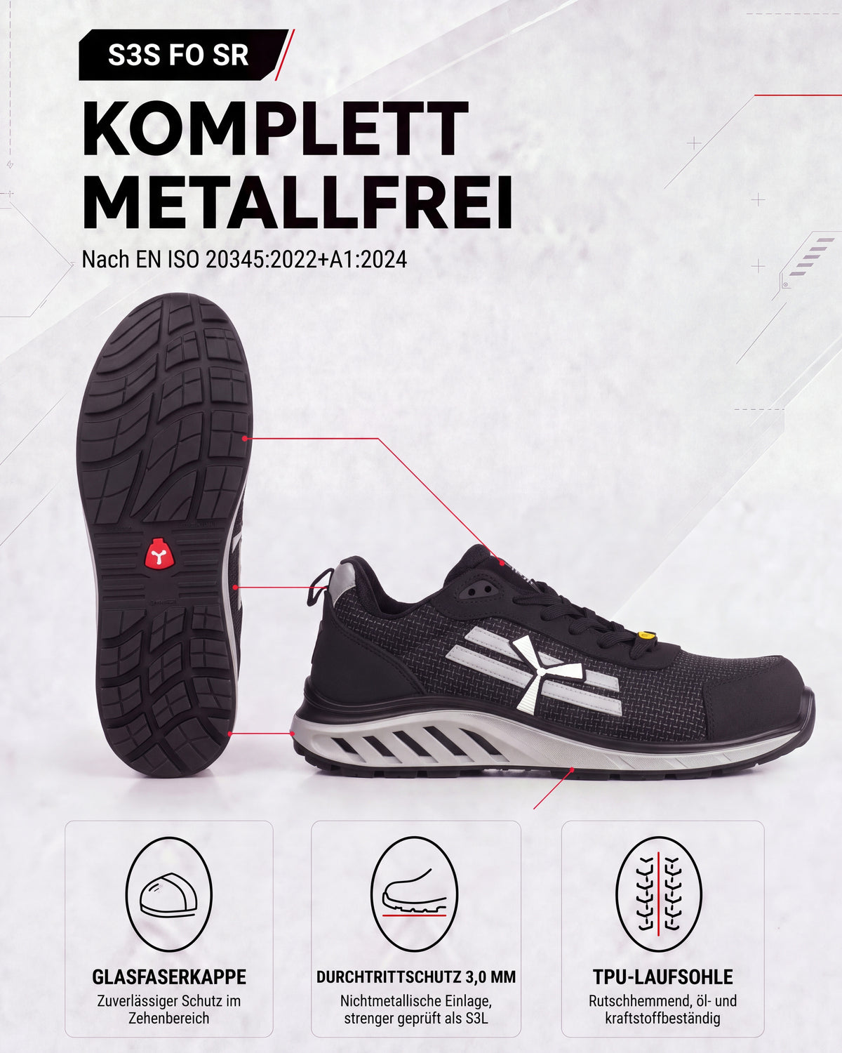 ESD Sicherheitsschuh Arbeitsschuh S3S sportlich leicht X-Mars