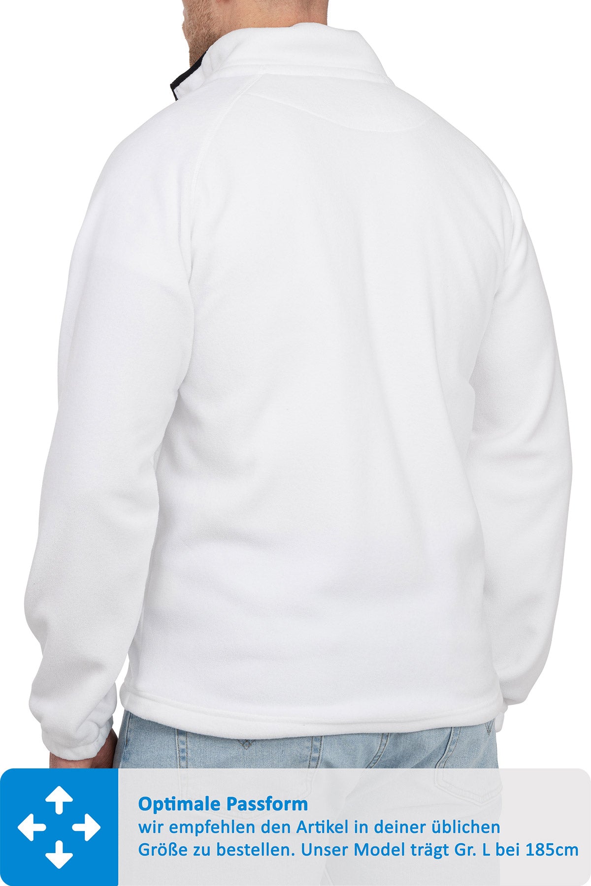 Jacke aus Fleece Rueckseite mit Stehkragen in Weiß