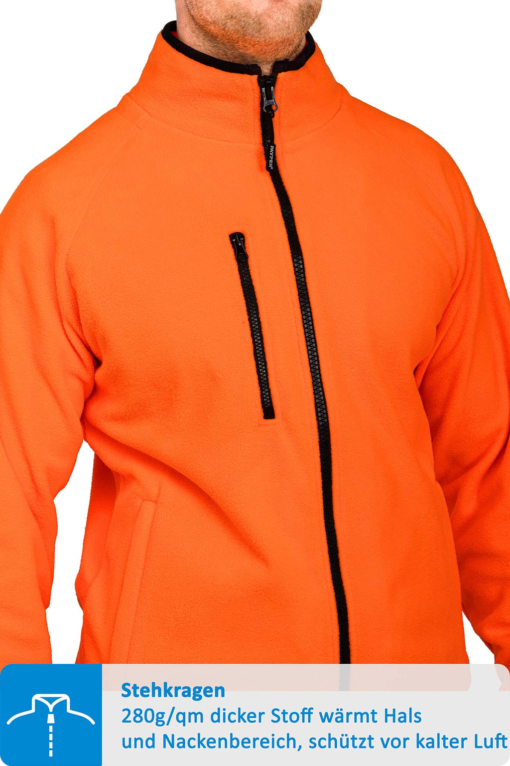 Herren Jacke aus Fleece für Outdoor-Arbeiten in Orange