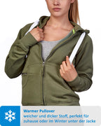 Damen Sweatjacke mit praktischen Seitentaschen in Olivgrün