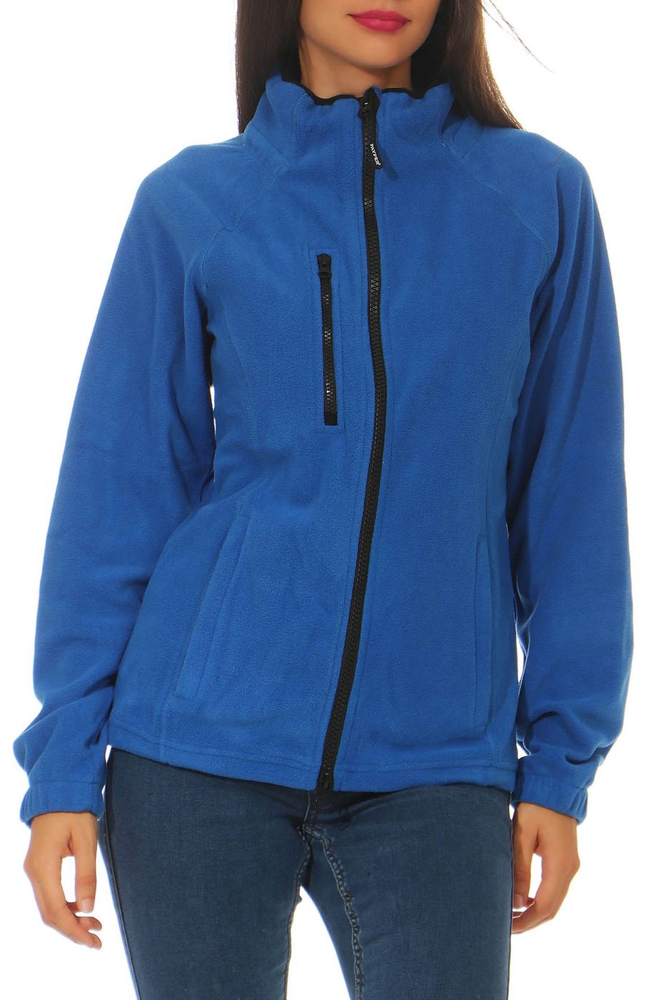 Damen Fleecejacke mit Brusttasche in Blau
