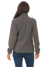 Damen Jacke aus Fleece Rueckseite mit Stehkragen in Anthrazit