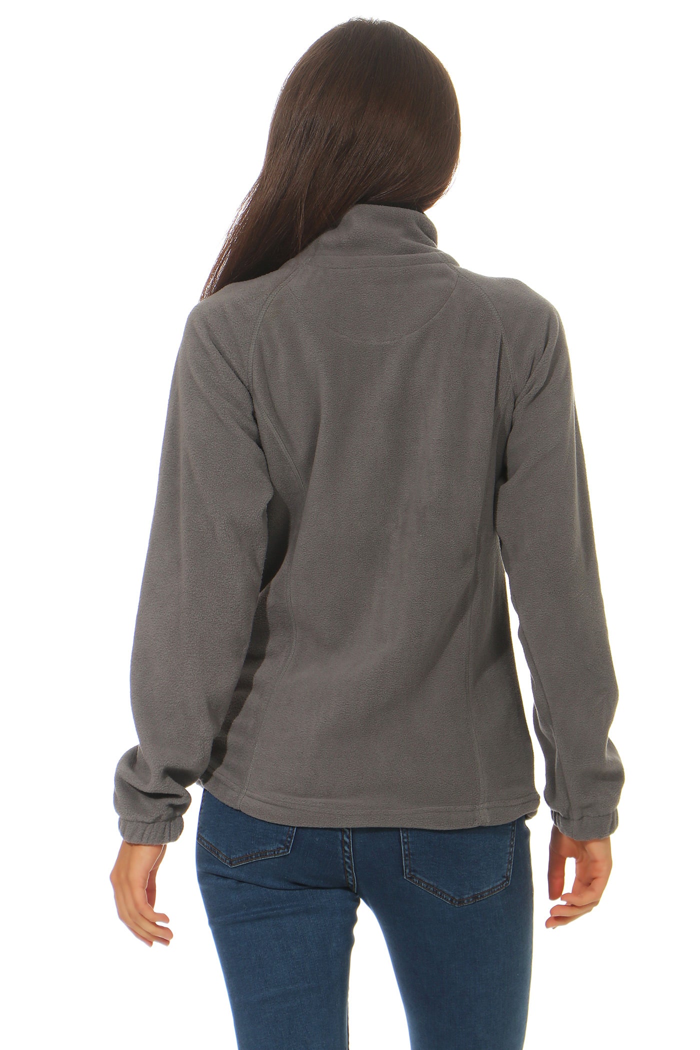Damen Jacke aus Fleece Rueckseite mit Stehkragen in Anthrazit