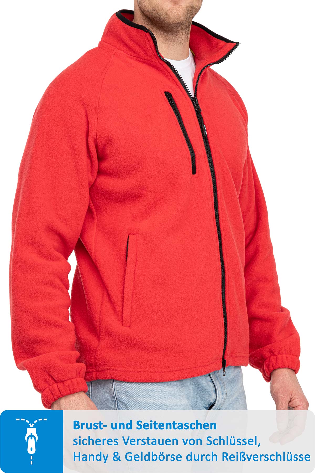Fleecejacke für Männer robust und warm in Rot