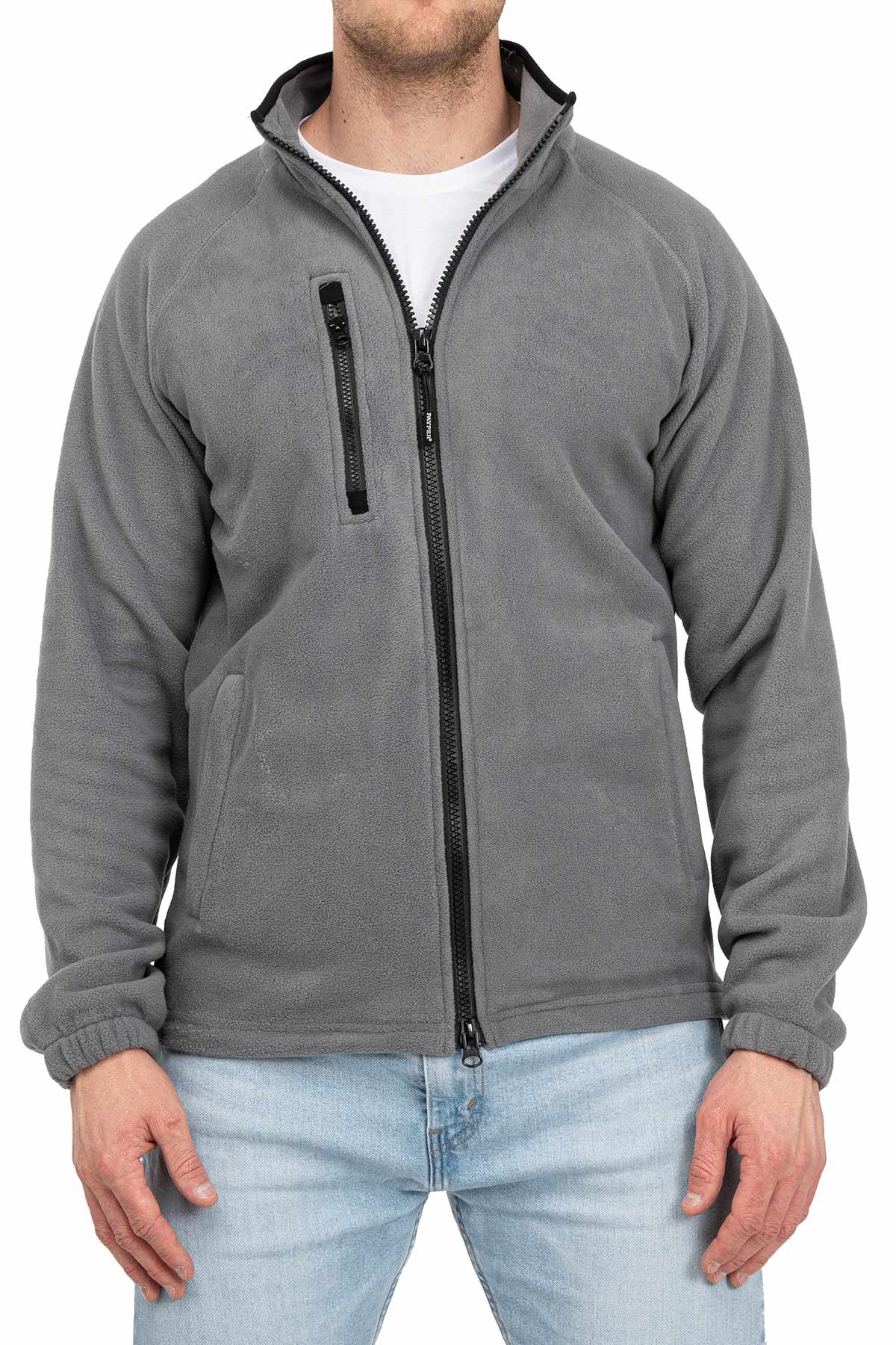 Herren Fleecejacke mit Brusttasche in Anthrazit
