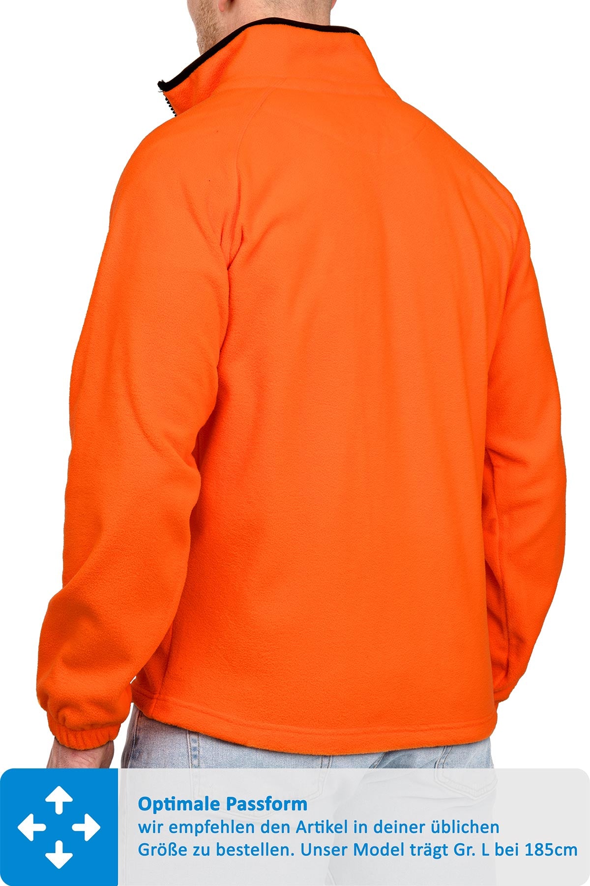 Jacke aus Fleece Rueckseite mit Stehkragen in Orange