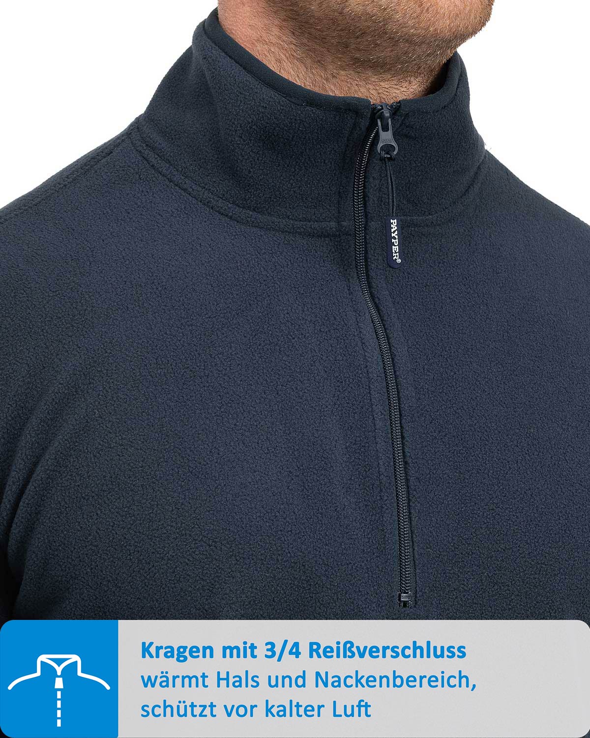 Quarter Zip Pullover Herren Fleece Dunkelblau