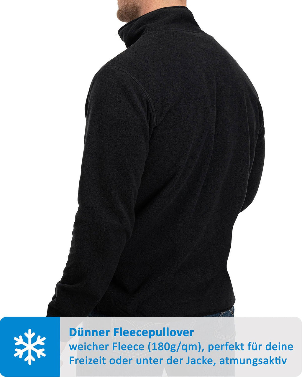 Fleecepullover mit Stehkragen in Schwarz