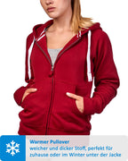 Damen Sweatjacke mit praktischen Seitentaschen in Bordeaux