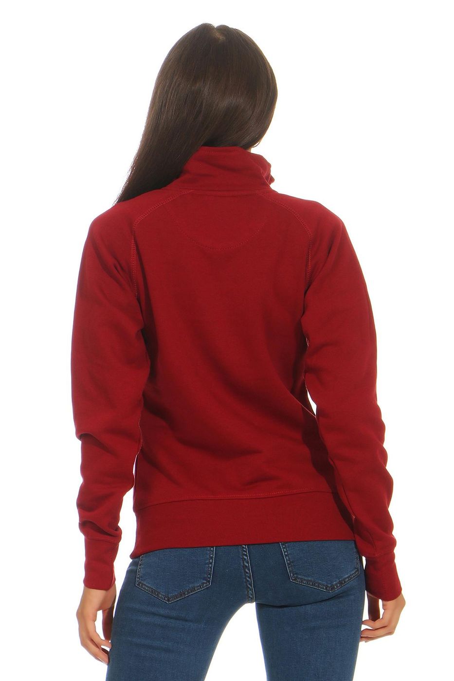 Troyer Damen mit Stehkragen und elastischem Bund in Bordeaux