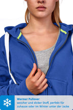 Damen Sweatjacke mit praktischen Seitentaschen in Blau