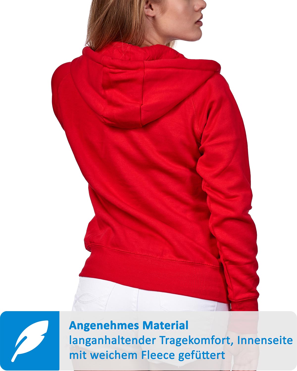 Sweatjacke für Damen mit Kapuze in Rot