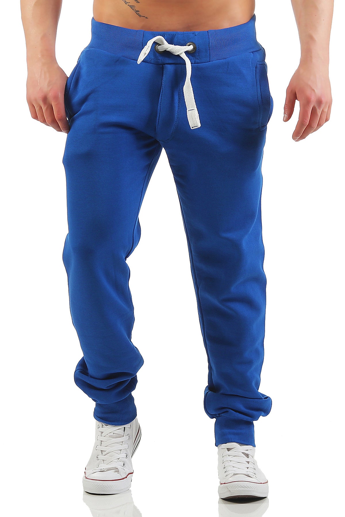 Herren Jogginghose mit breitem Bändel in Blau