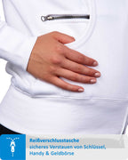 Seitentasche mit zusätzlichem Reißverschlussfach für Handy in Weiß