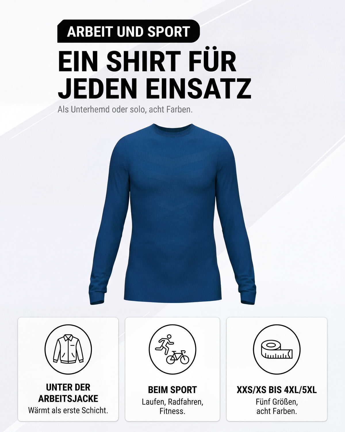Herren Funktionsshirt Langarm nahtlos mit Rundhals – TPlay LS
