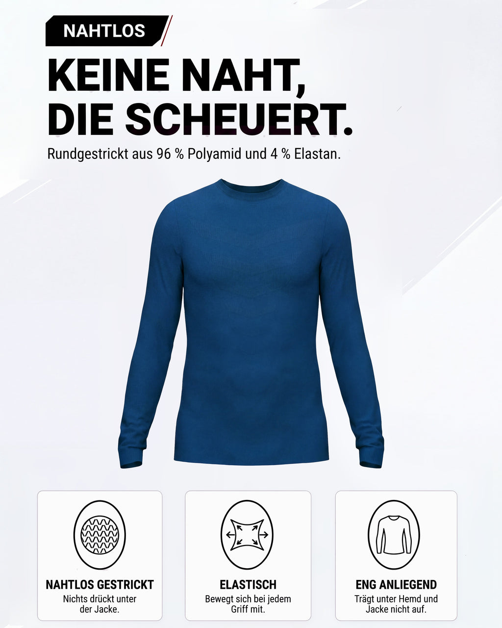 Herren Funktionsshirt Langarm nahtlos mit Rundhals – TPlay LS