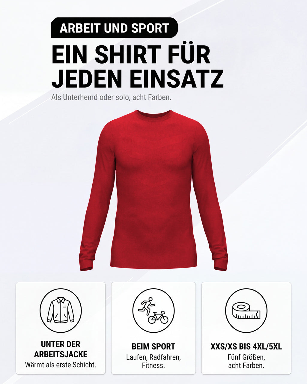 Herren Funktionsshirt Langarm nahtlos mit Rundhals – TPlay LS