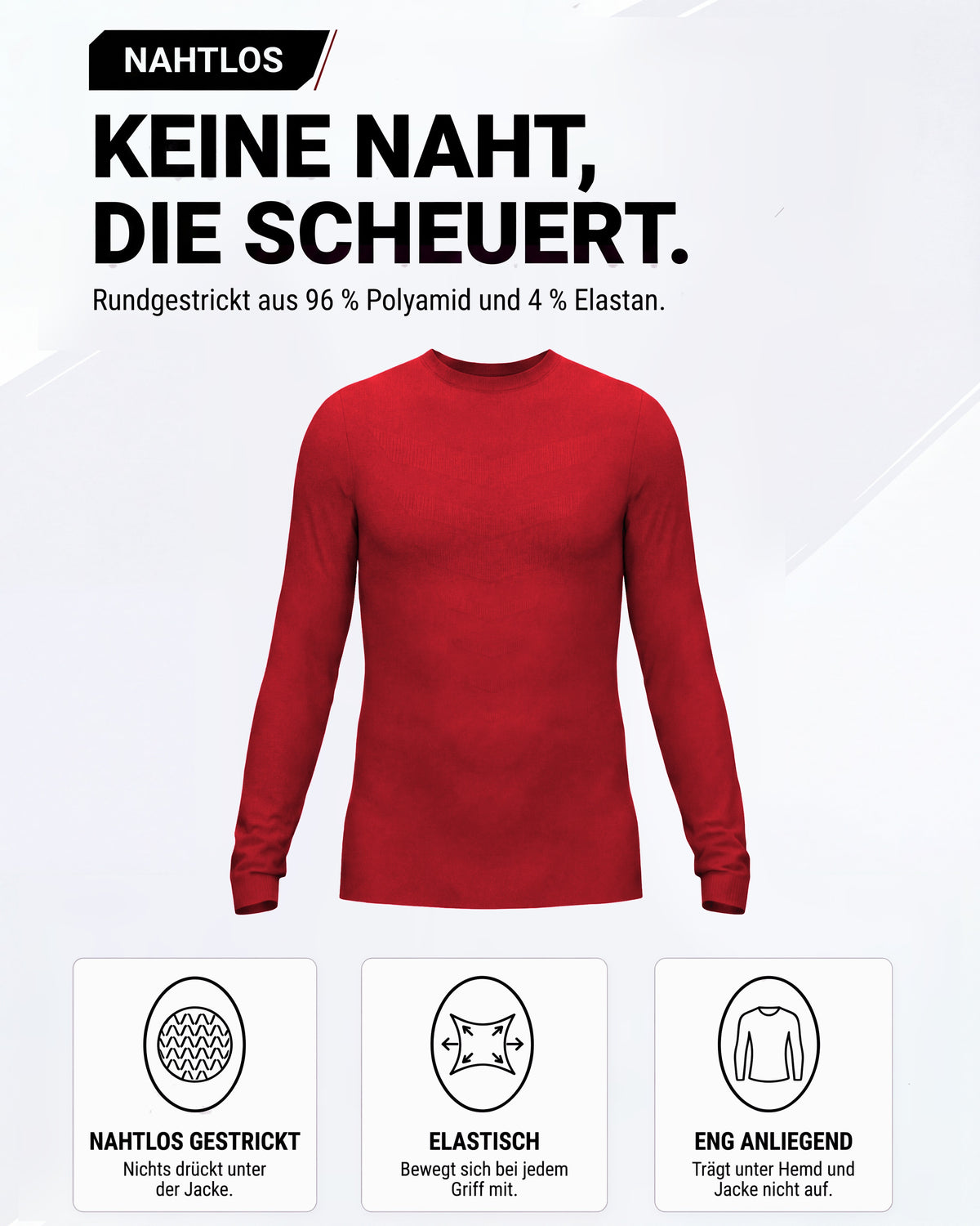 Herren Funktionsshirt Langarm nahtlos mit Rundhals – TPlay LS