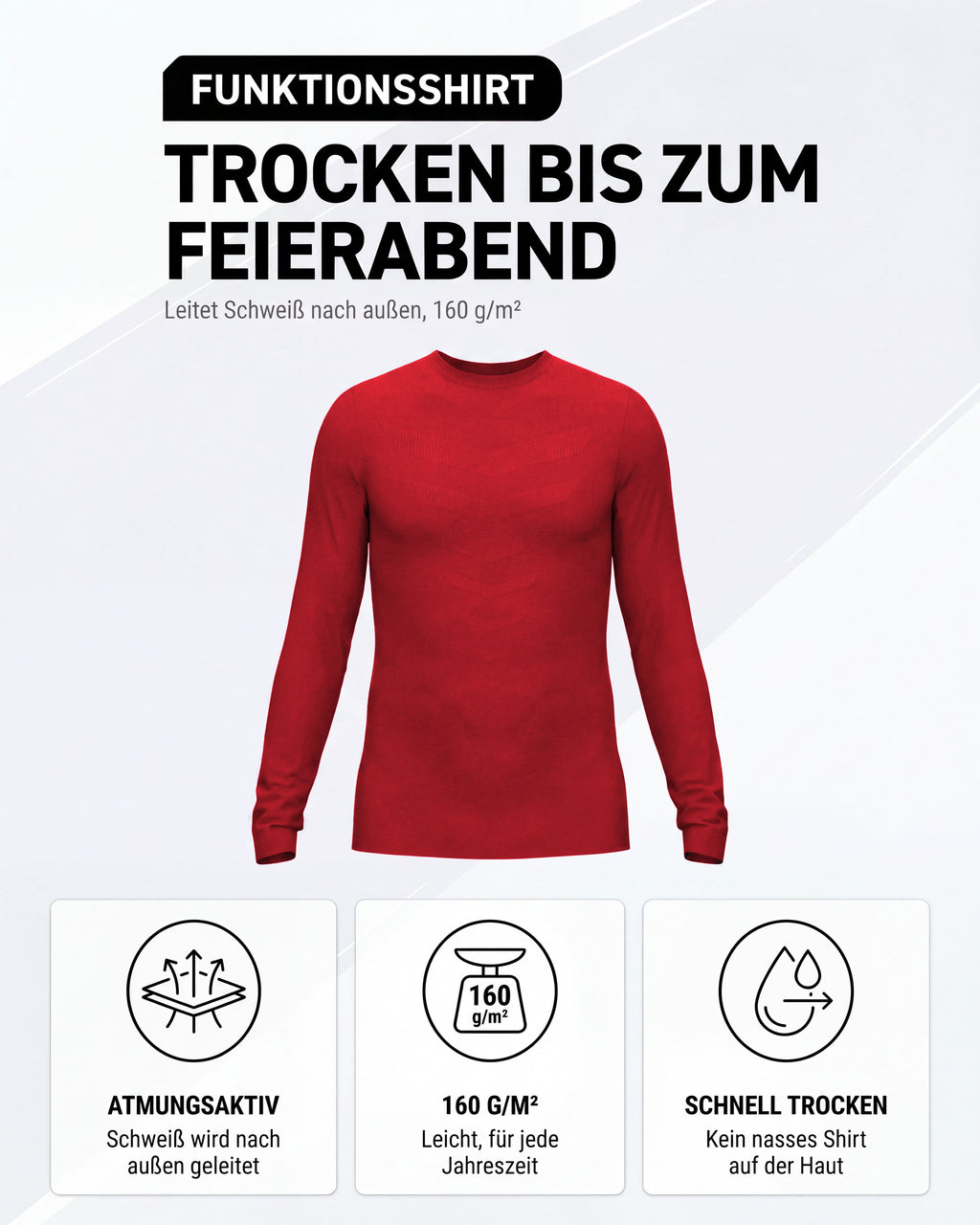 Funktionsshirt Herren Langarm TPlay LS in Rot
