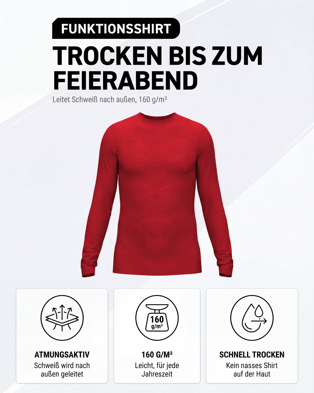 Herren Funktionsshirt Langarm nahtlos mit Rundhals – TPlay LS