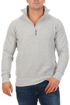 Herren Halfzip Pullover mit Stehkragen in Grau meliert