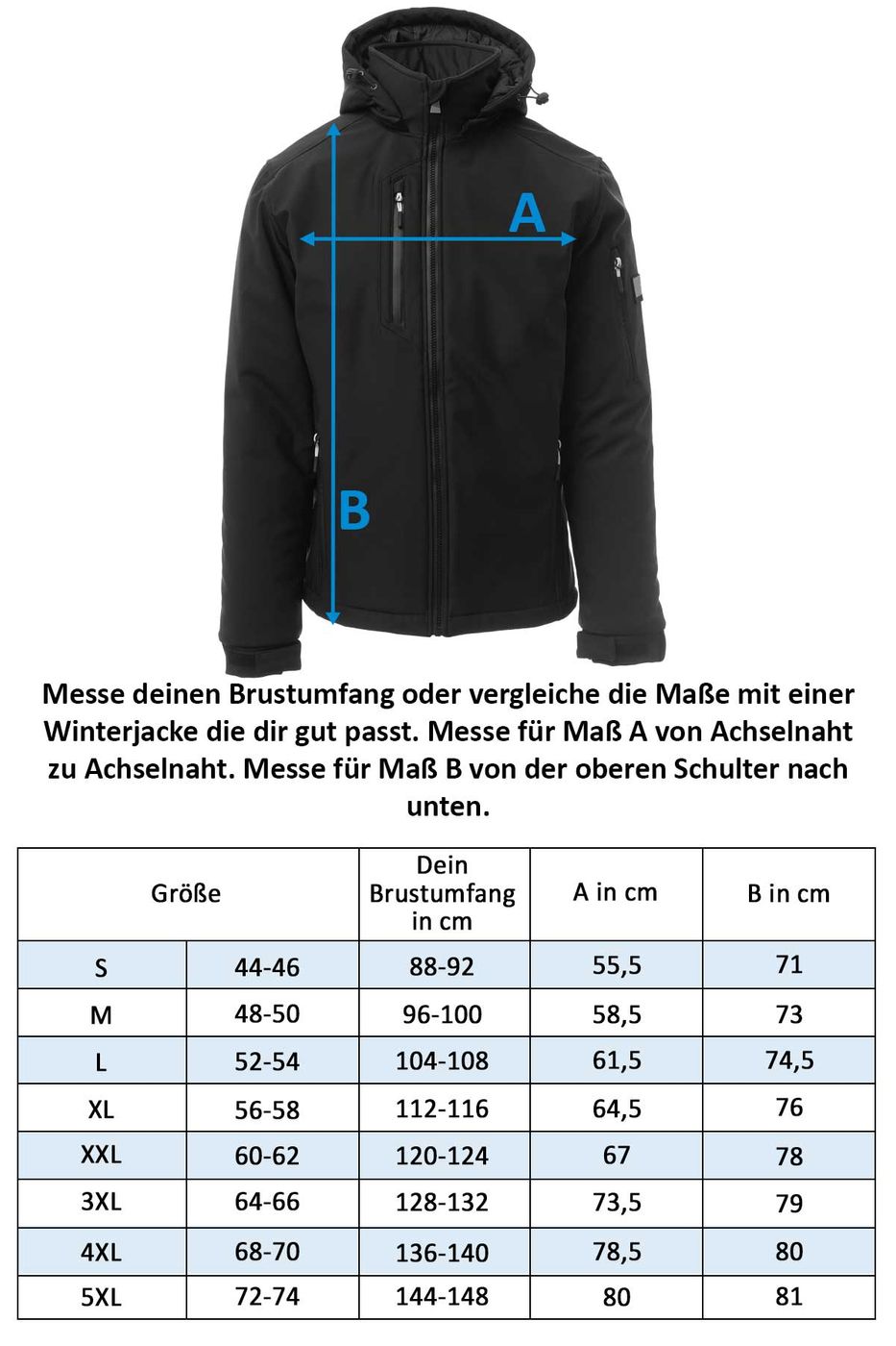Herren Winterjacke mit Stehkragen abnehmbarer Kapuze gefütterte Softshelljacke Creek Pad