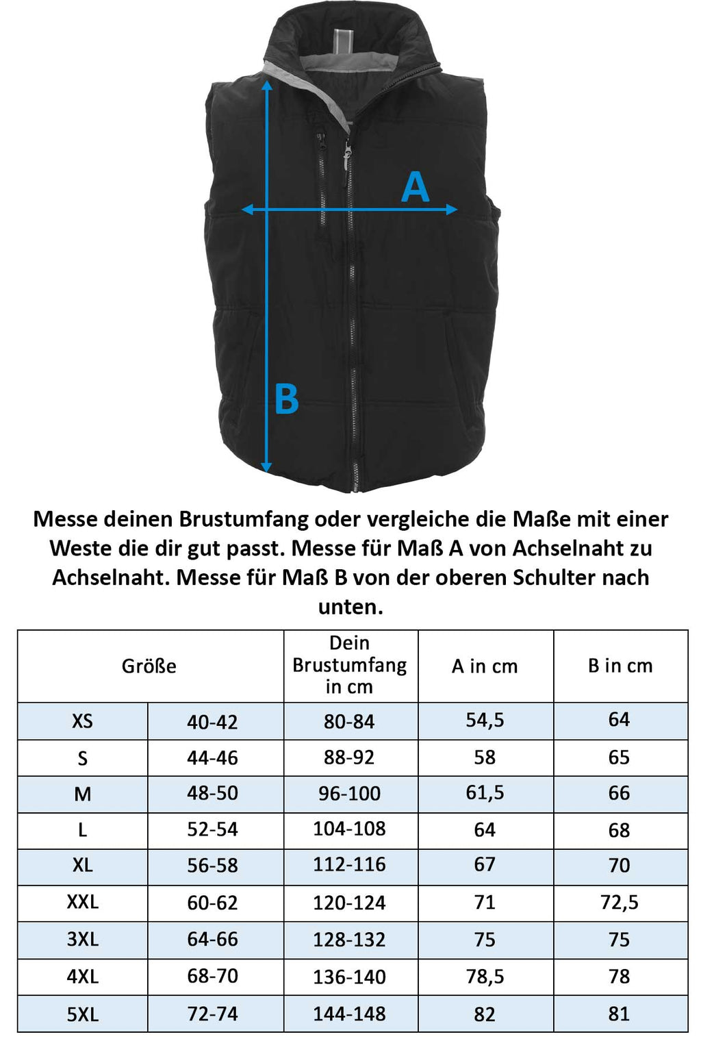 Herren Steppweste wattiert mit Stehkragen Arbeitsweste Daytona