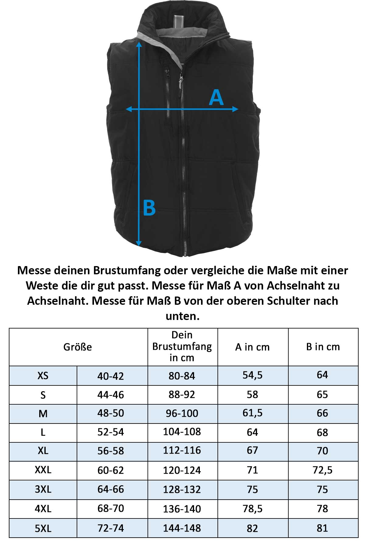 Herren Steppweste wattiert mit Stehkragen Arbeitsweste Daytona