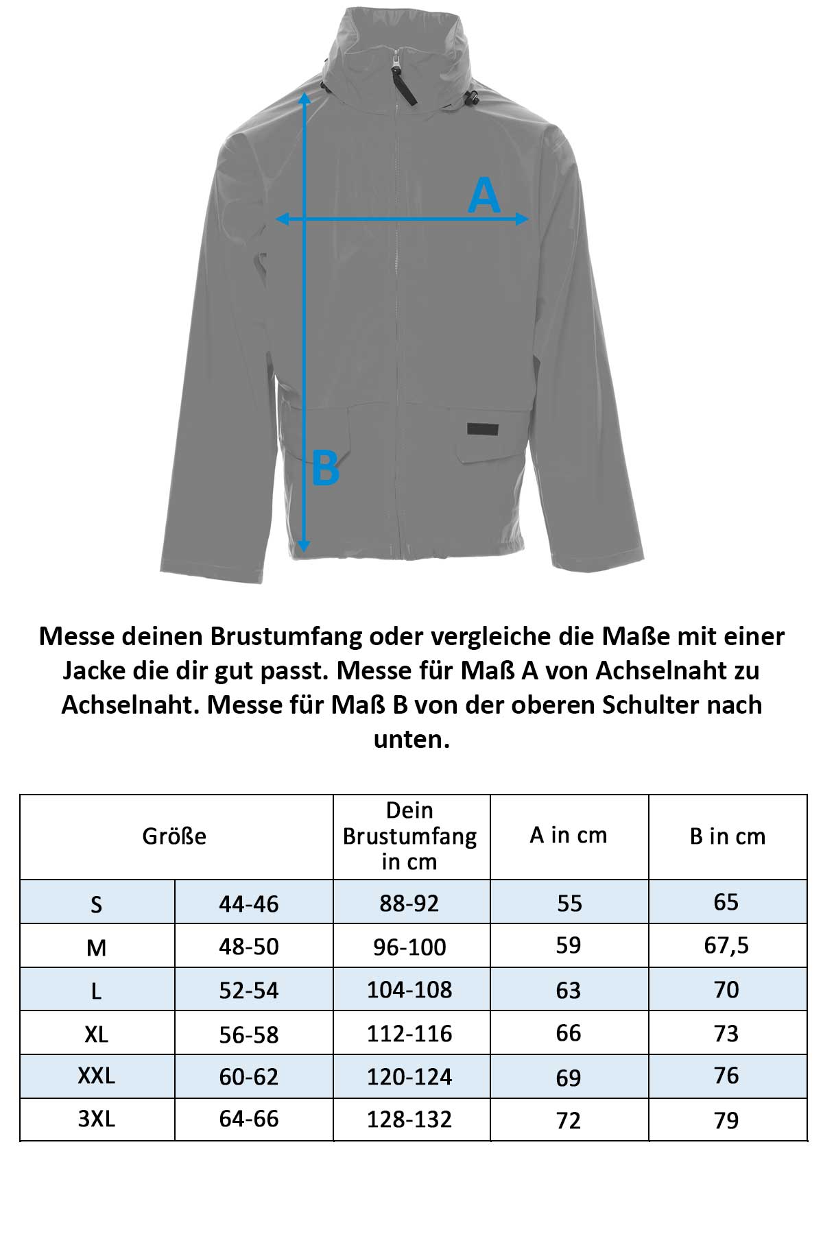 Herren Regenjacke mit einrollbarer Kapuze Dry-Jacket