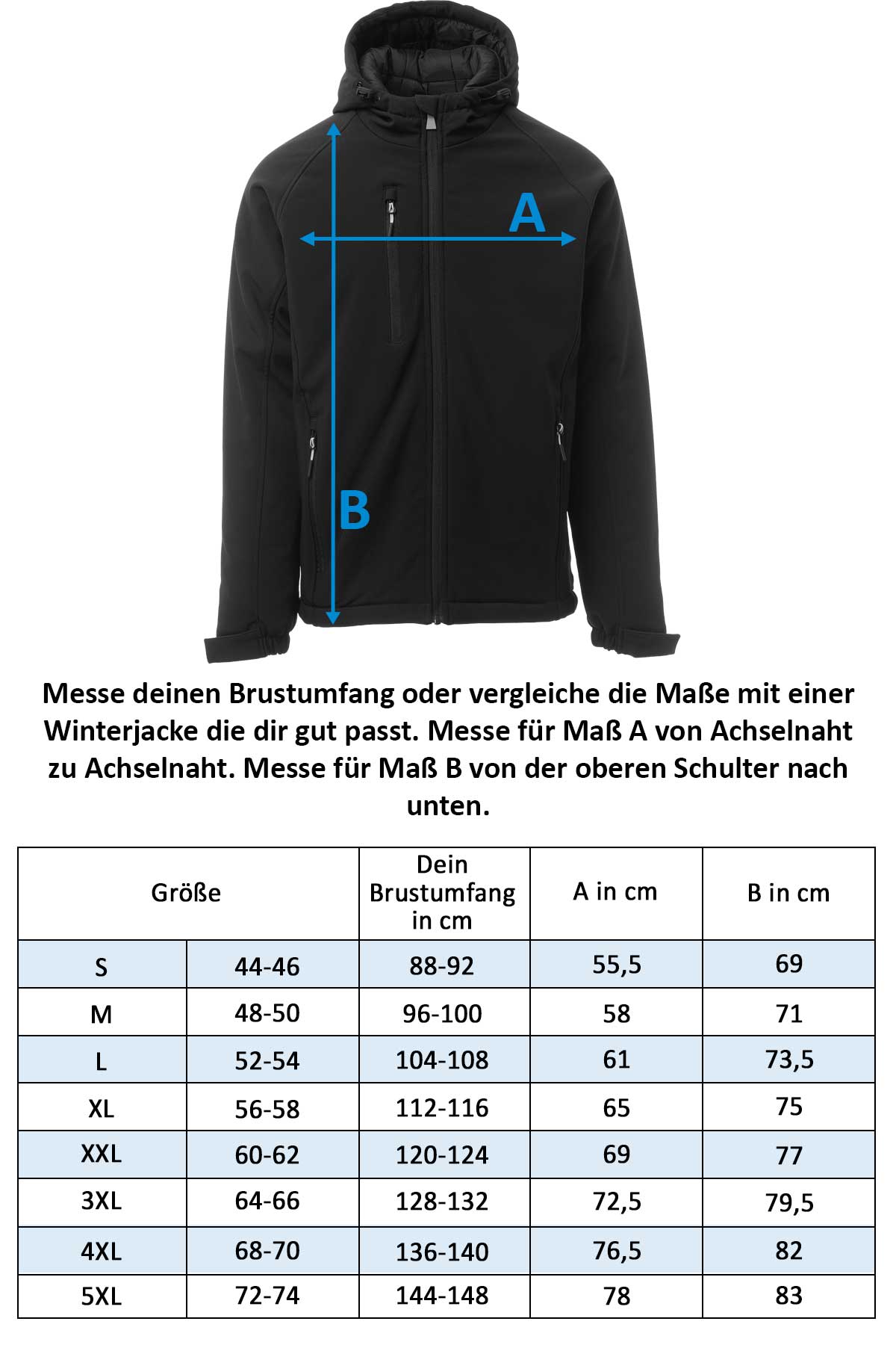 Herren Winterjacke mit verstellbarer Kapuze wattierte Softshelljacke Gale Pad