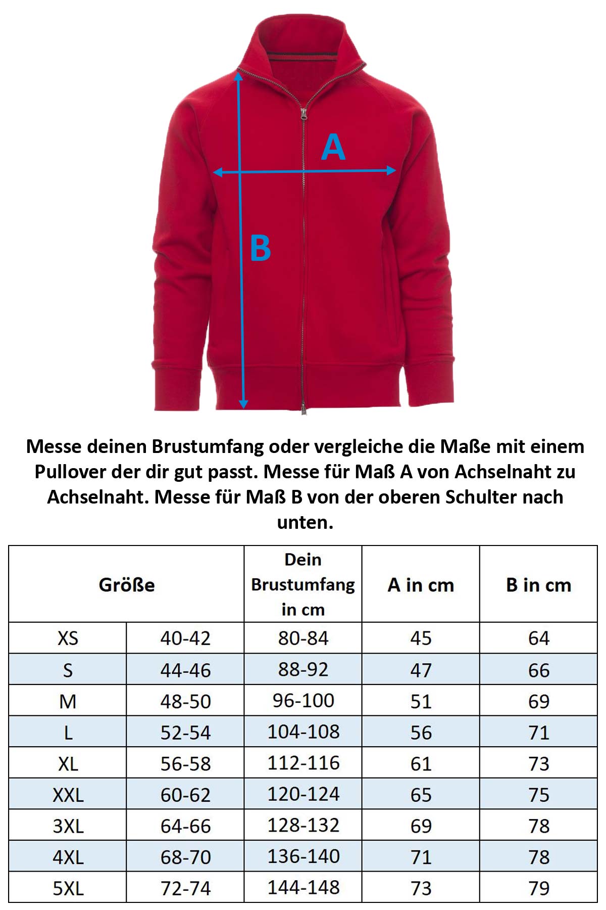 Herren Sweatjacke ohne Kapuze mit Stehkragen Zip Hoodie Panama