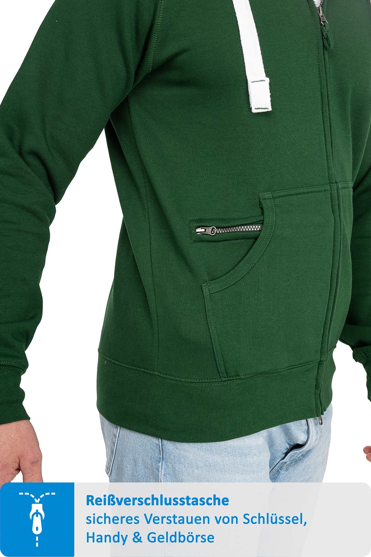 Seitentasche mit zusätzlichen Reißverschlussfach in Grün