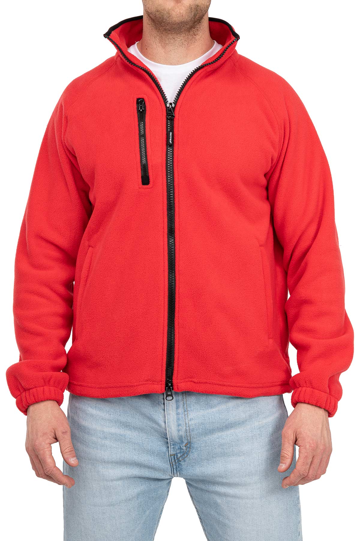 Herren Fleecejacke mit Brusttasche in Rot