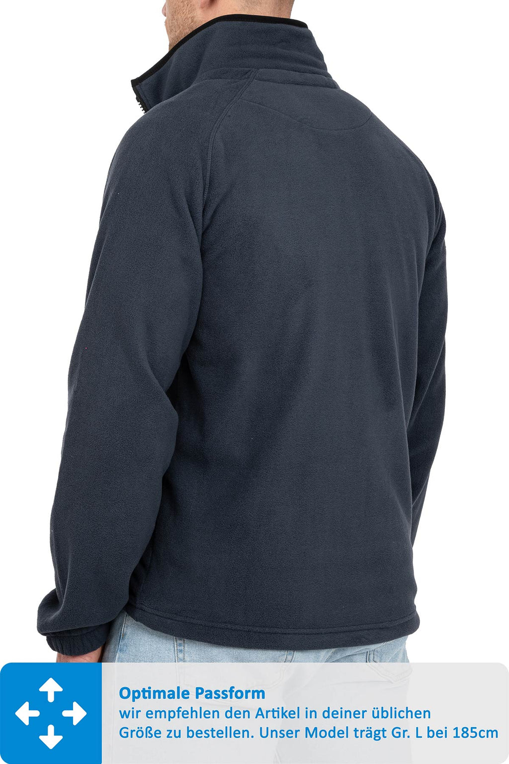 Jacke aus Fleece Rueckseite mit Stehkragen in Dunkelblau