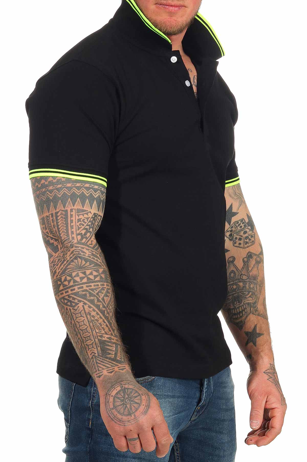 Basic Poloshirt kurarm Männer in Schwarz