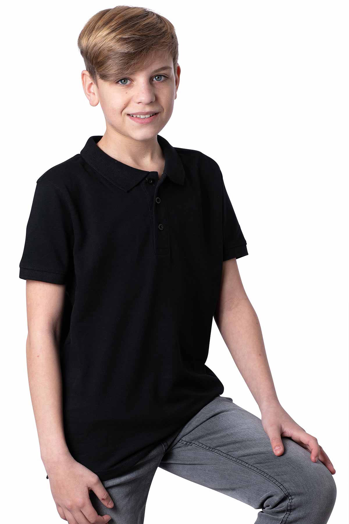 Kinder Unifarben Poloshirt