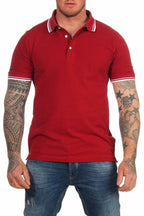 Bordeauxfarbenes Herren Poloshirt mit farbiges Akzenten