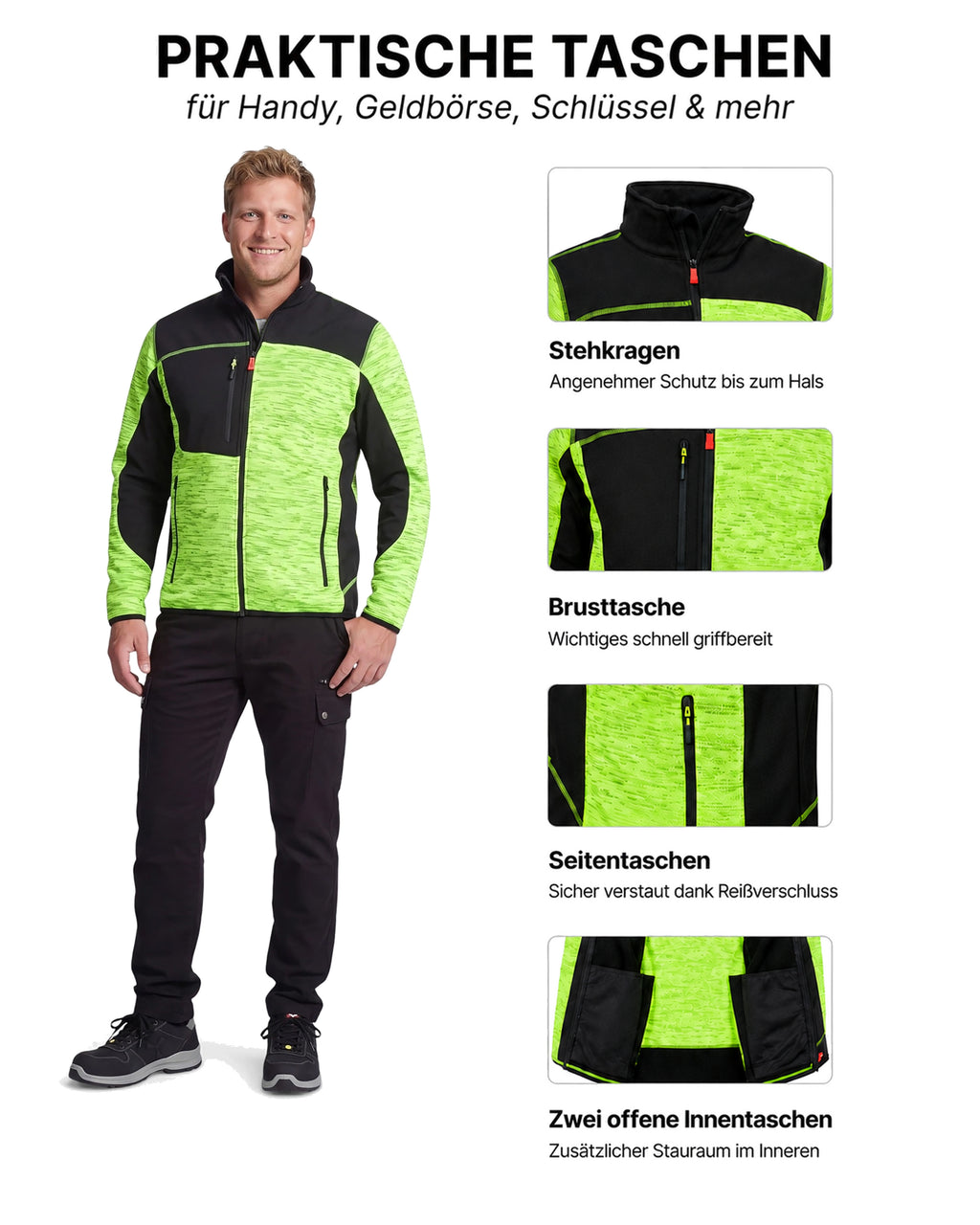 Workwear Jacke Herren Strick-Softshell zweifarbig Travel