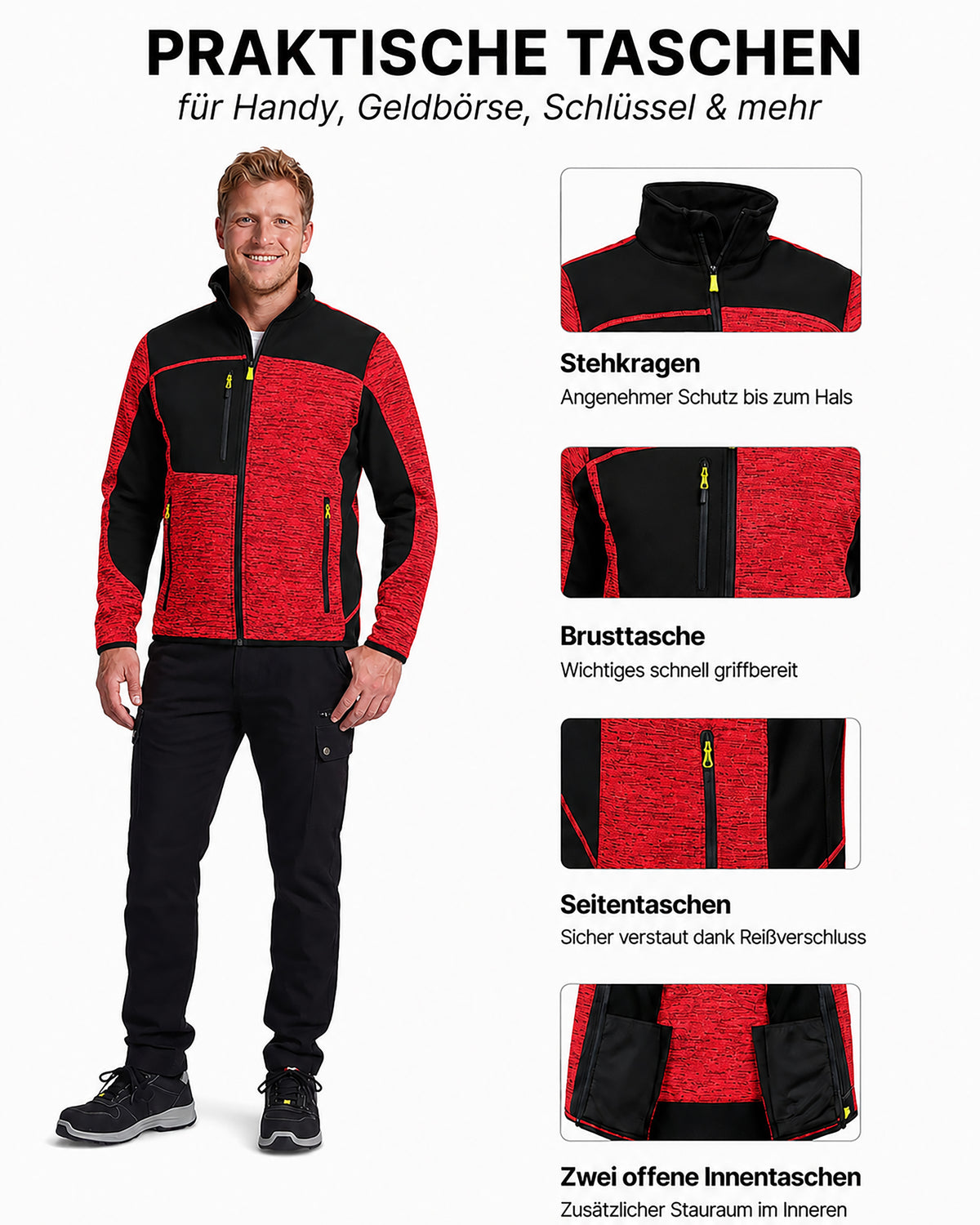 Workwear Jacke Herren Strick-Softshell zweifarbig Travel