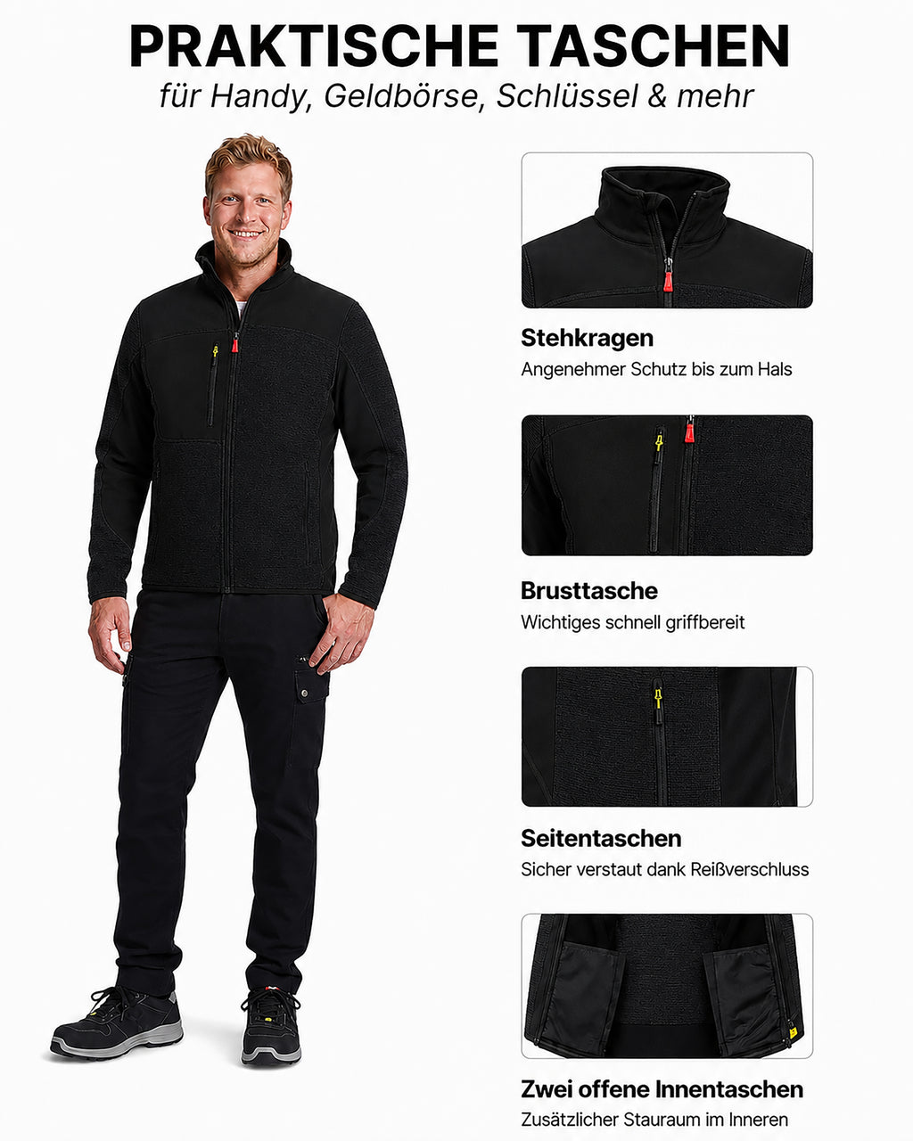 Workwear Jacke Herren Strick-Softshell zweifarbig Travel