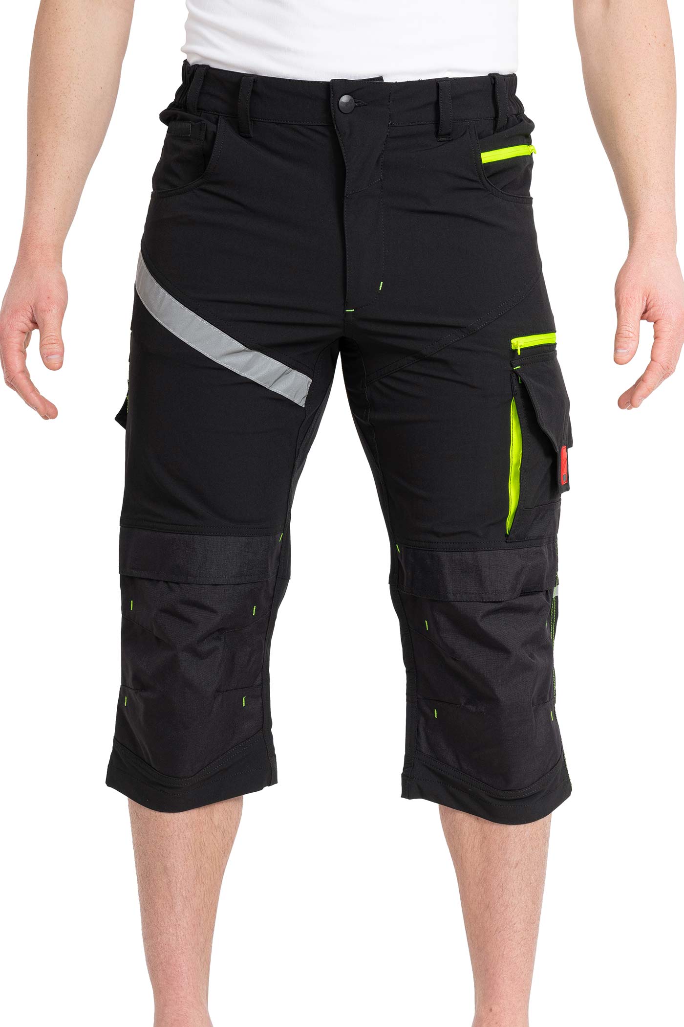 Herren 3/4 Arbeitshose mit funktionalen Taschen für die Arbeit und Freizeit in Schwarz