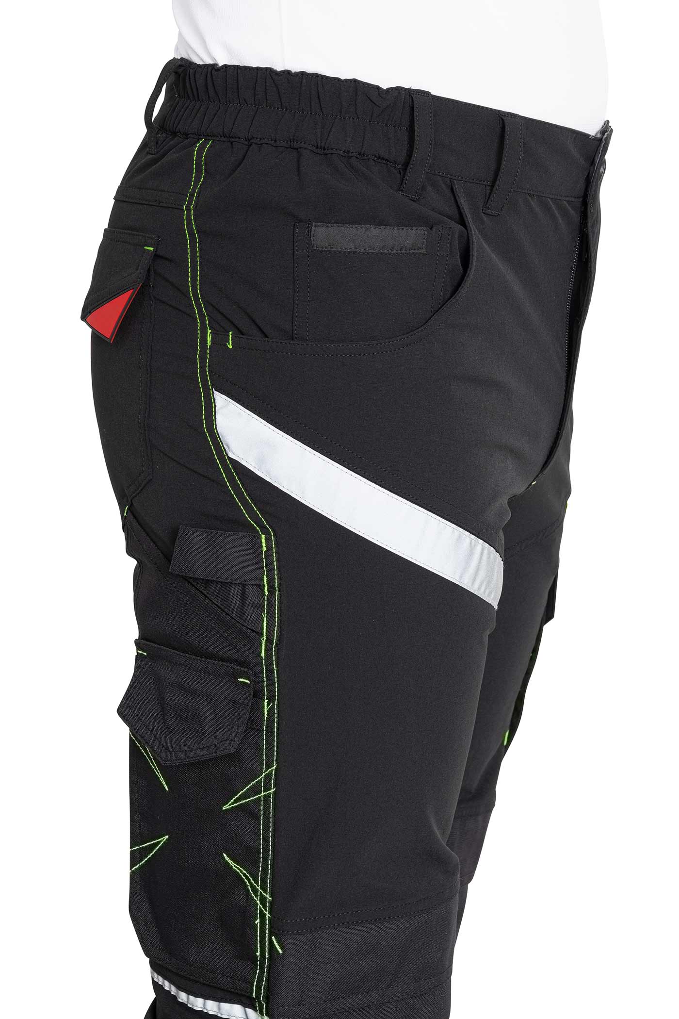 Herren Arbeitshose für warme Jahreszeiten mit Reflexstreifen in Schwarz