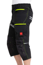 Herren Arbeitshose mit 4-Wege-Stretch für den Sommer mit Kontrastnähten in Schwarz