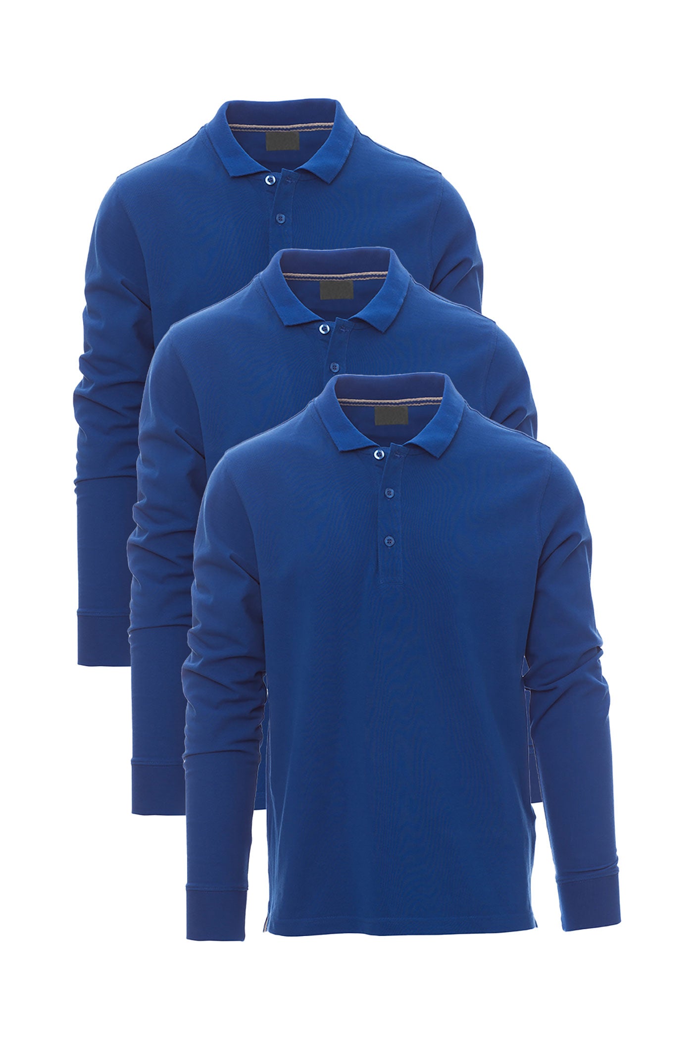 Herren langarm Poloshirt 3er Pack in Blau