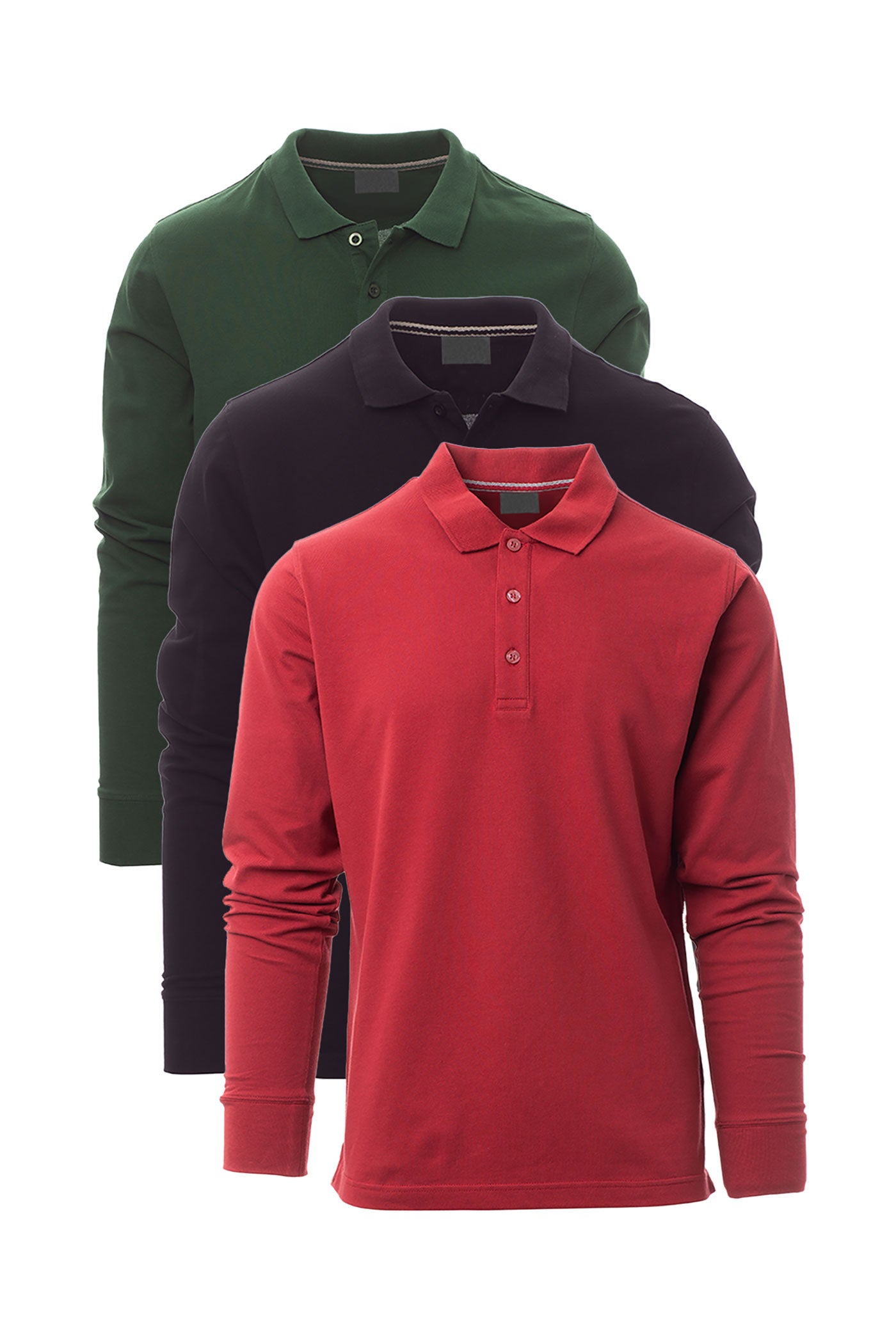 Herren langarm Poloshirt 3er Pack in Basic Farbmix